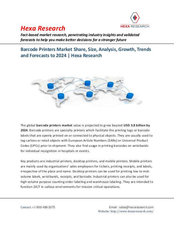 Semiconductors & Electronics Industry Barcode Printers Market Analysis Report, 2024