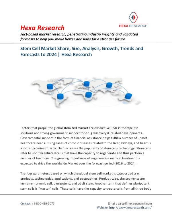 Healthcare Industry Stem Cell Market Research Report, 2024