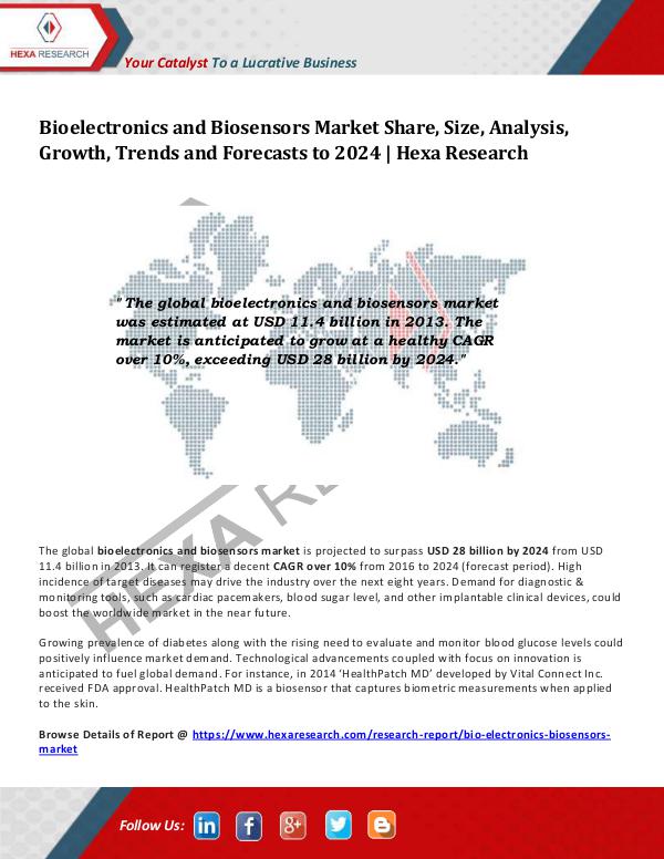 Healthcare Industry Bioelectronics and Biosensors Market Analysis