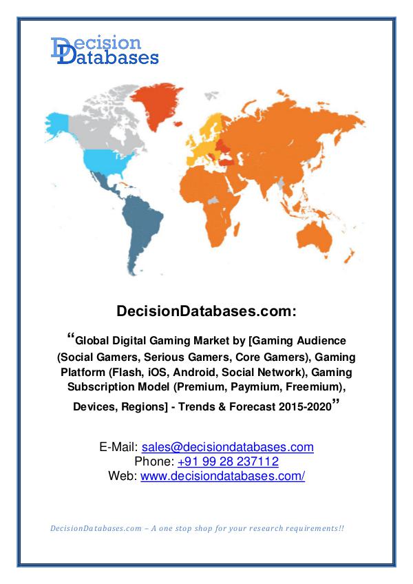 Market Report - Global Digital Gaming Market Manufactures and Key