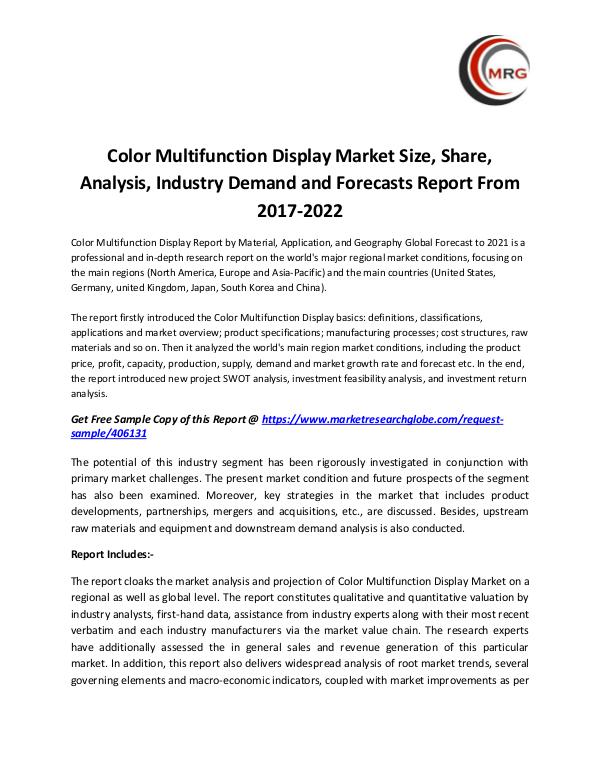 QY Research Groups Color Multifunction Display Market Size, Share, An