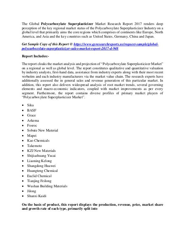 Polycarboxylate Superplasticizer Market