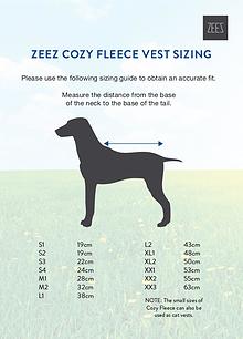 Coats, boots, halters, thunder shirts, Zen Dog, etc sizing guides