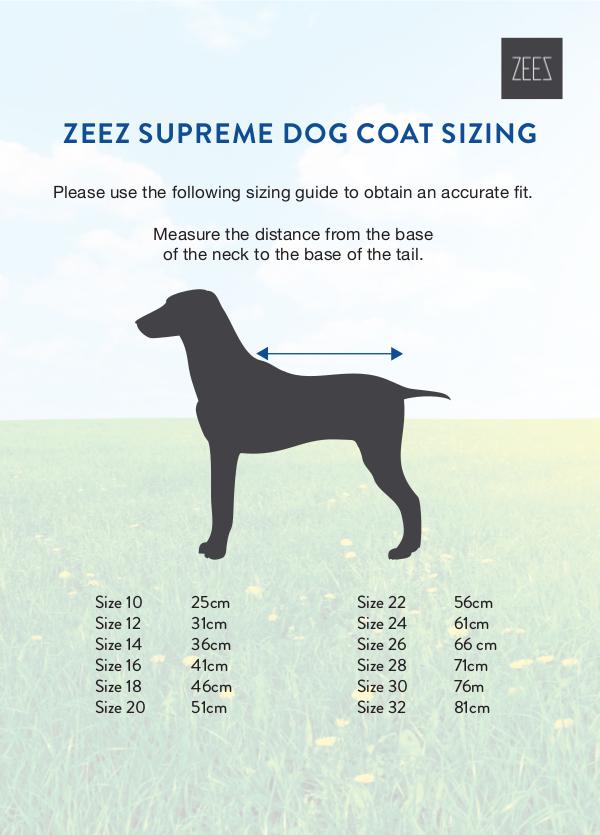 ZEEZ SUPREME DOG COAT SIZING