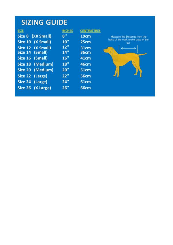 Dapper Dog Coat Sizing Guide