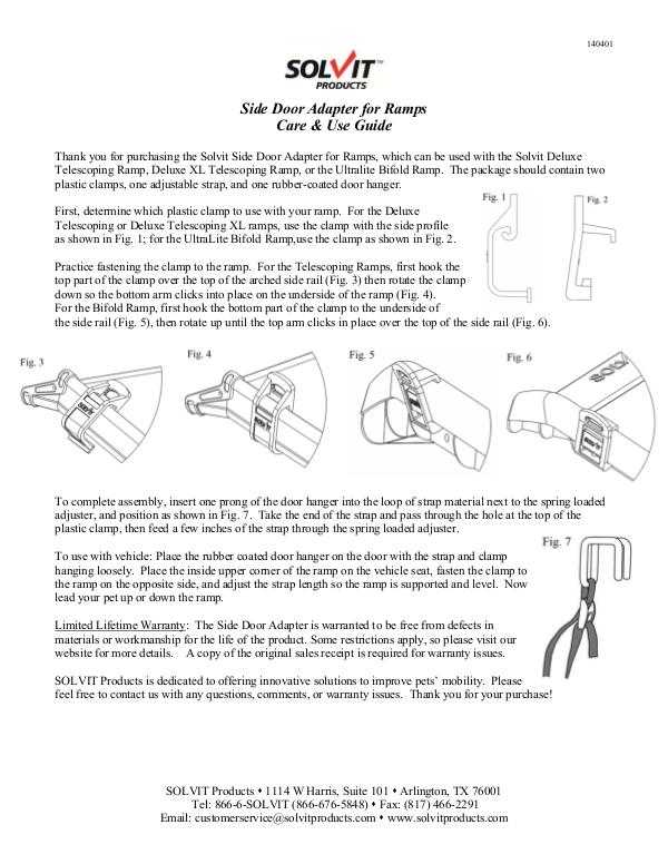 Pet Aids Side Door Adapter for Ramps Care & Use Guide