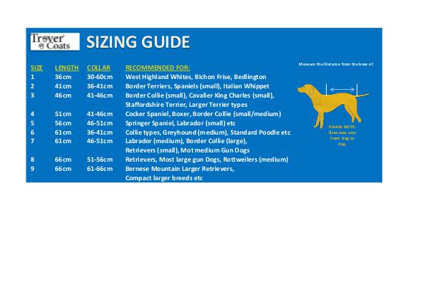 Drying Coat - size guide