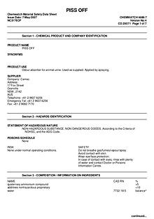 Cleaning & Odour Remover MSDS