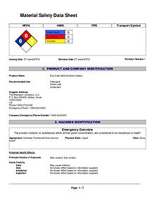 Cleaning & Odour Remover MSDS