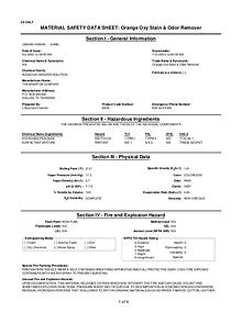 Cleaning & Odour Remover MSDS