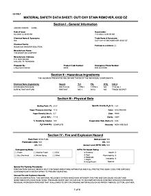 Cleaning & Odour Remover MSDS