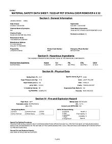 Cleaning & Odour Remover MSDS