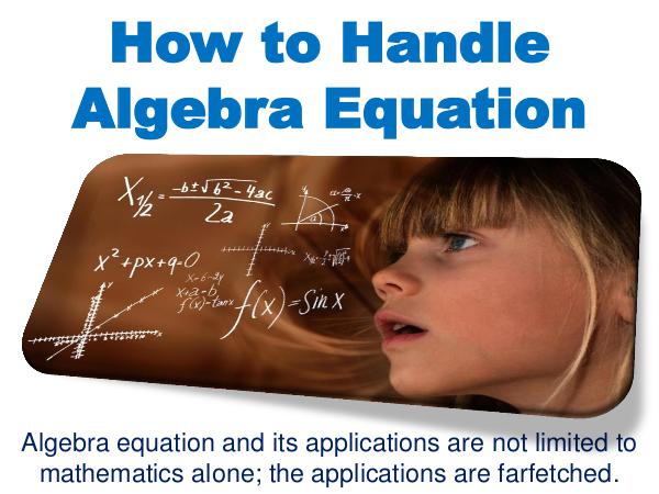 How to Handle Algebra Equation 1