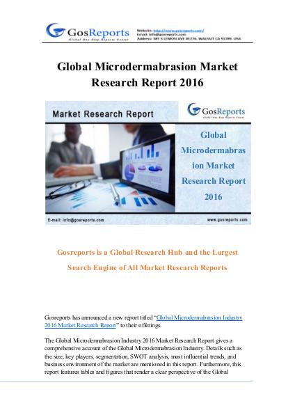 Global Microdermabrasion Market Research Report 2016 Global Microdermabrasion Market Research Report 20