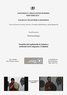 Tesi di Laurea di Davide Roberto in Etnomusicologia (Dams - Musica)