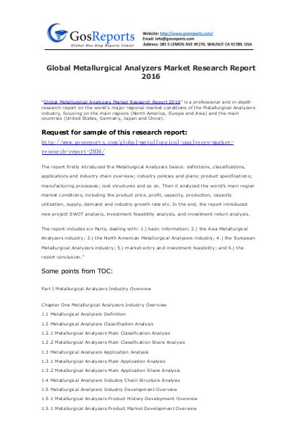 Global Torque Measurement Instruments Industry 2016 Market Research R Global Metallurgical Analyzers Market Research Rep