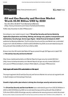 Oil and Gas Security Market worth $ 33.90 Billion by 2020