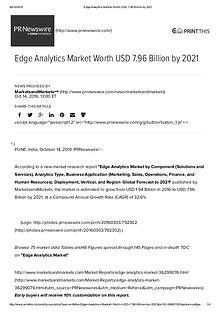 Edge Analytics Market worth 7.96 Billion USD by 2021