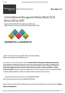 Unified Network Management Market worth $ 12.32 Billion by 2021