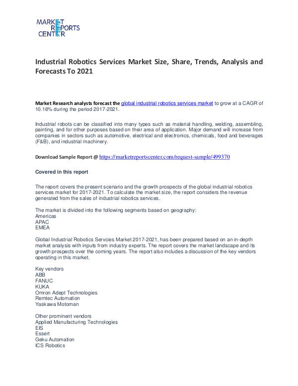 Industrial Robotics Services Market Size, Share, Trends and Analysis Industrial Robotics Services Market