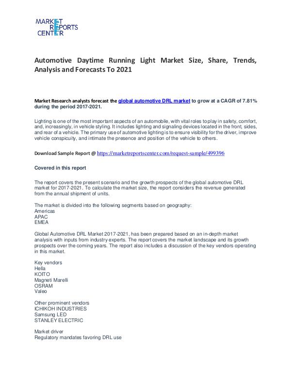 Automotive Daytime Running Light Market Growth, Price and Forecast Automotive Daytime Running Light Market