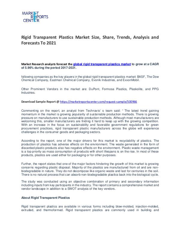 Rigid Transparent Plastics Market Size, Share and Forecast Rigid Transparent Plastics Market