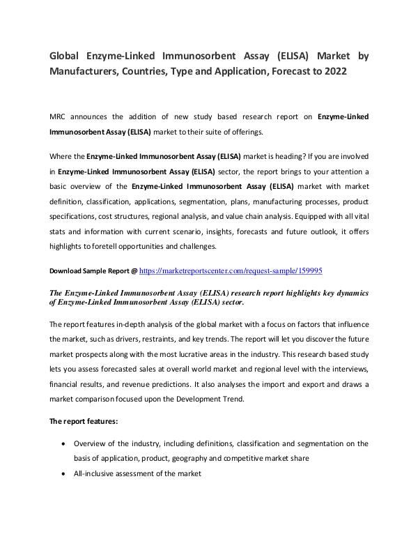Enzyme-Linked Immunosorbent Assay Market 2017 Enzyme-Linked Immunosorbent Assay Market