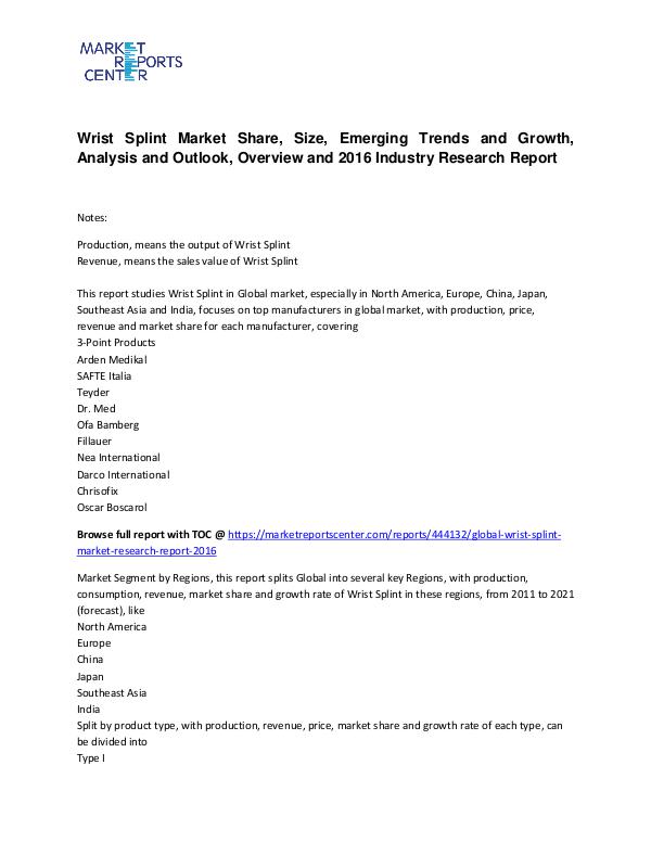 Wrist Splint Market Share, Size, Trends and Growth and Forecasts Wrist Splint Market Share, Size, Trends and Growth