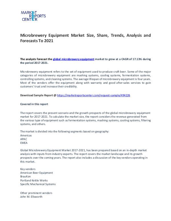 Microbrewery Equipment Market Size, Share, Trends, and Analysis Microbrewery Equipment Market