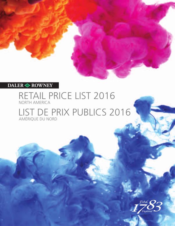 Daler Rowney Pricelist 2016 DALER ROWNEY 2016 Pricelist