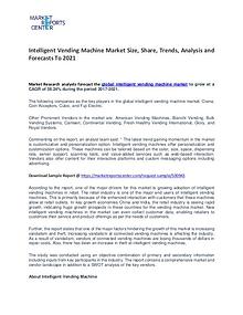 Intelligent Vending Machine Market Growth, Trends, Price and Forecast