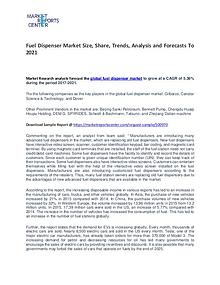 Fuel Dispenser Market Trends, Growth, Price, Demand and Forecasts