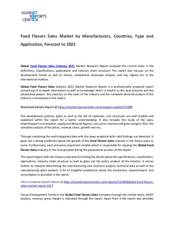 Food Flavors Sales Market Size, Production, Gross Margin and Forecast Food Flavors Sales Market