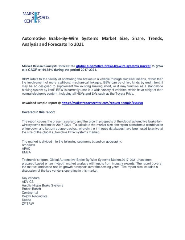 Automotive Brake-By-Wire Systems Market Size, Share, Growth, Analysis Automotive Brake-By-Wire Systems Market Size, Shar