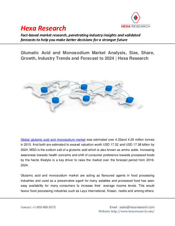 Chemical Market Reports Glumatic Acid and Monosodium Market Analysis