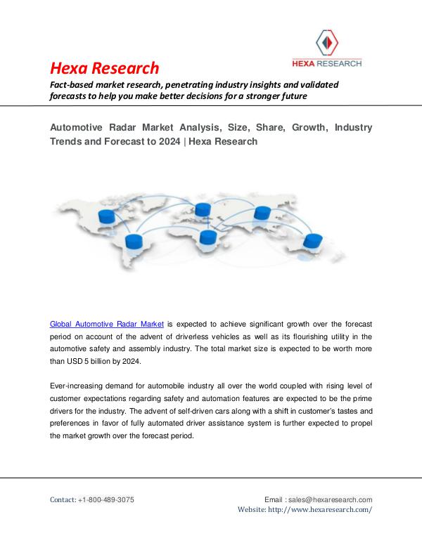 Automotive & Transportation Market Analysis Automotive Radar Market Research Report