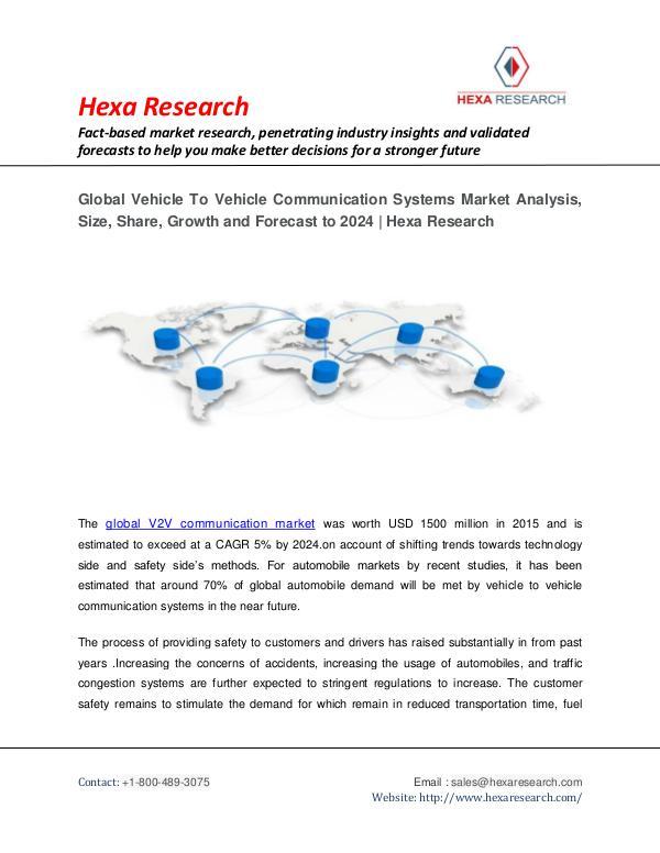 Vehicle To Vehicle Communication Systems Market