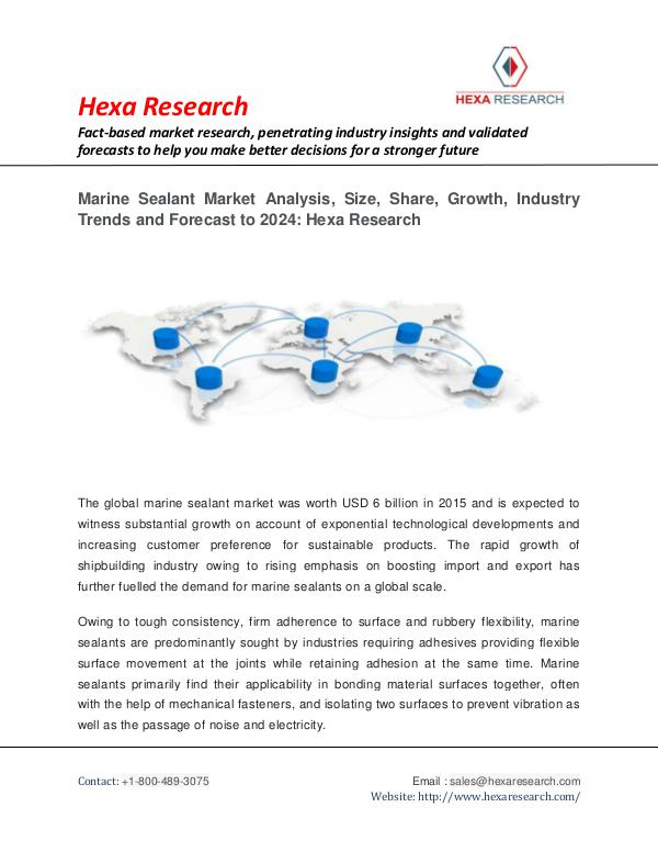 Plastics, Polymers & Resins Report Marine Sealant Market Research Report