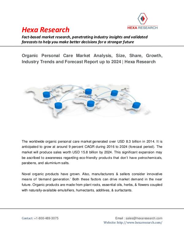 Specialty and Fine Chemicals Reports Organic Personal Care Market Analysis