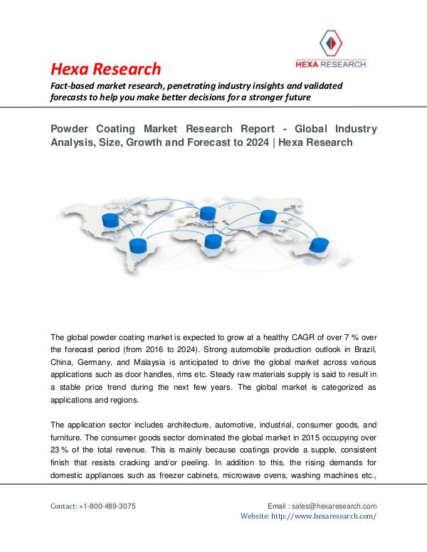 Chemical Market Reports Global Powder Coating Market Research Report