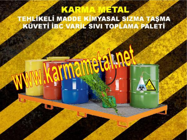 Tehlikeli kimyasal atik saklama tasma depolama kuveti KARMA METAL geri donusturulebilir kuvet