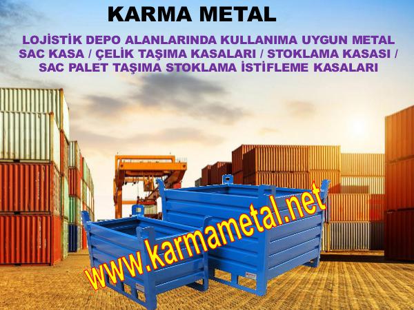 Karma Metal katlanabilir istiflenebilir metal tasima kasasi kasalari vida gijon somun pul rulman civi tasima metal kasa