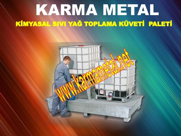 Varil IBC Paslanmaz Atik Dokuntu Toplama Paleti KARMA METAL Sivi Kimyasal Toplama Kuveti