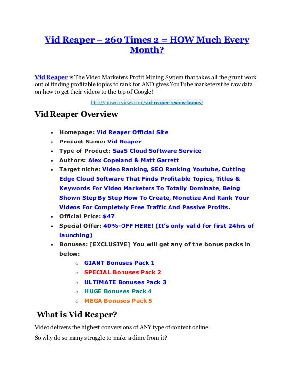 Marketing Vid Reaper Reviews and Bonuses-- Vid Reaper