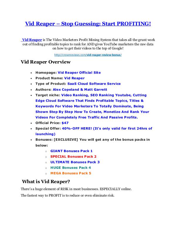 Marketing Vid Reaper Review and Premium $14,700 Bonus