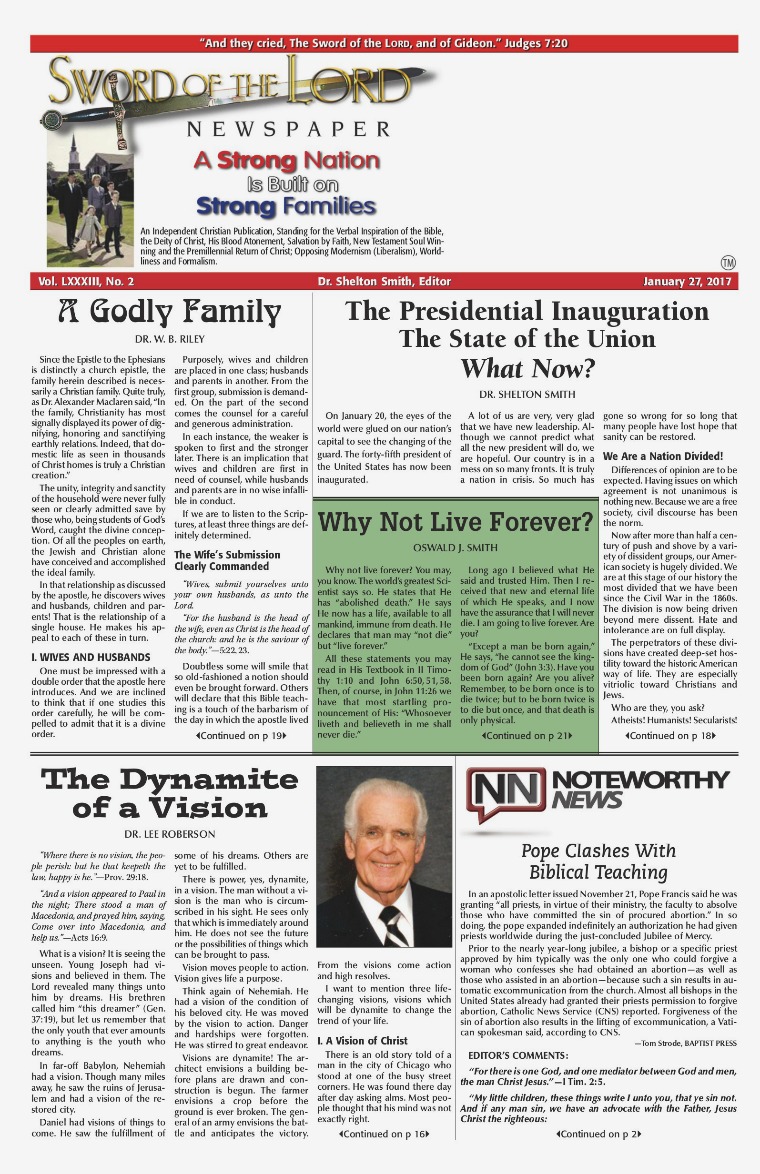The SWORD OF THE LORD Newspaper January 27th 2017