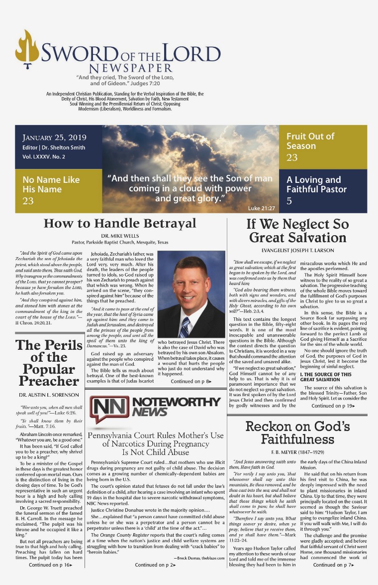 The SWORD OF THE LORD Newspaper January 25th, 2019