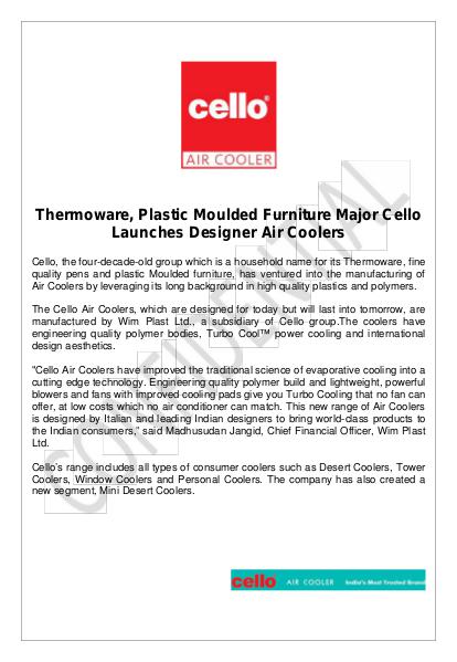 Cello Air Cooler Is A Trusted Brand Best Air Cooler Manafacturers In India