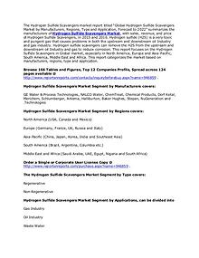 Hydrogen Sulfide Scavengers Market Analysis and Forecast To 2022