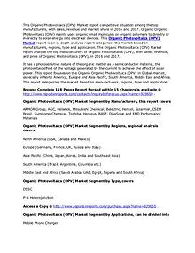 Organic Photovoltaics (OPV) Market Analysis Worldwide in 2017 Report